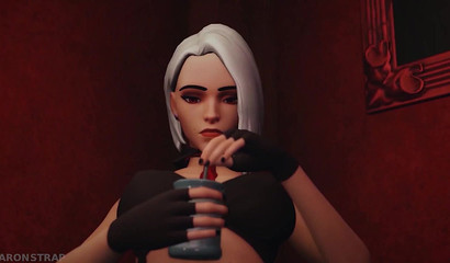 Blonde Ashe Ow dominates and humiliates slave Brigitte, BDSM porn Overwatch