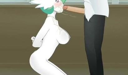 Adorable pokemon Gardevoir makes a deep blowjob to his trainer