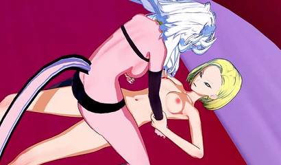 Cum in my pussy! Blonde Android 21 gets a creampie from a hermaphrodite