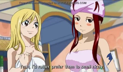 Fairy Tail Shower Foursome Fuck
