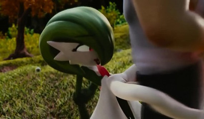 Muscular Pokemon Trainer fucks Gardevoir right in the woods