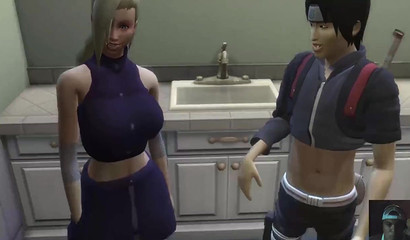 Sporty blonde Ino Yamanaka seduces Sasuke with her juicy ass