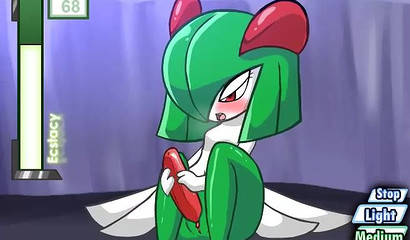 Pokemon jerks off futanari's cock on the sleeping owner