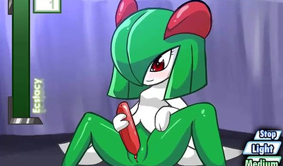 Pokemon jerks off futanari's cock on the sleeping owner