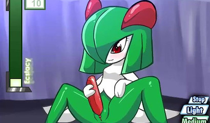 Pokemon jerks off futanari's cock on the sleeping owner