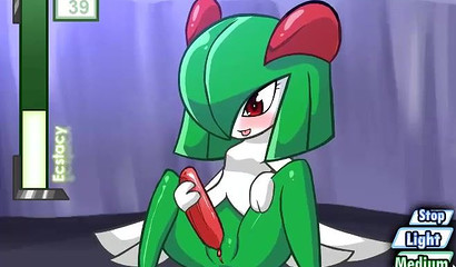 Pokemon jerks off futanari's cock on the sleeping owner