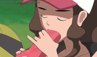 Pokemon Trainer Hilda gently sucks her favorite Pokemon's cock