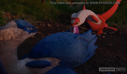 Pokemon dragons have strange sex in the forest
