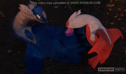 Pokemon dragons have strange sex in the forest