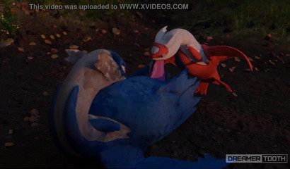 Pokemon dragons have strange sex in the forest