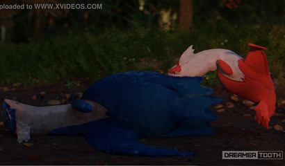 Pokemon dragons have strange sex in the forest