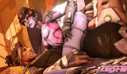 Ana Amari, Tracer and other characters have sex in Overwatch porn