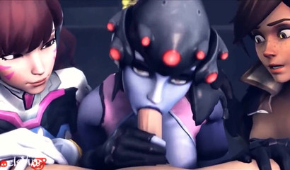 Ana Amari, Tracer and other characters have sex in Overwatch porn