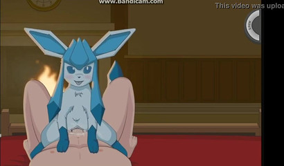 Cute Pokemon Glasseon rides on his trainer's dick