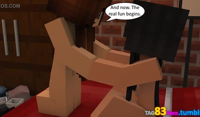 Stunning Minecraft porn in the bedroom with two girls