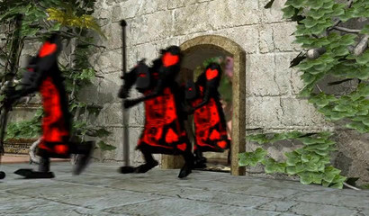 The king of wonderland fucks a beautiful girl Alice on the balcony of the castle