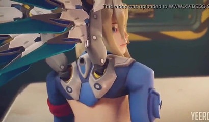 Animated first-person sex on the table with blonde Mercy, Overwatch porn