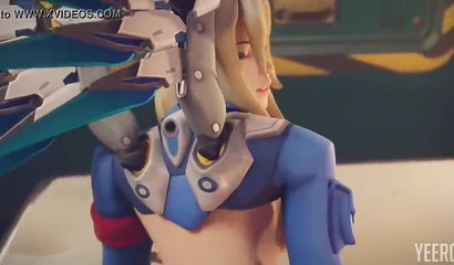 Animated first-person sex on the table with blonde Mercy, Overwatch porn