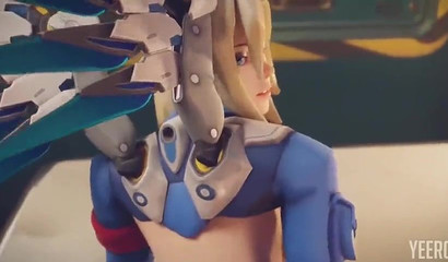 Animated first-person sex on the table with blonde Mercy, Overwatch porn