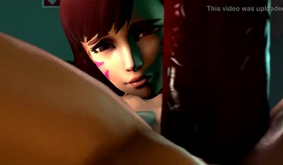Monster rapes defenseless brunette D.Va in animated porn