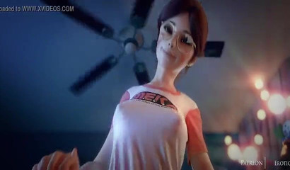 3d brunette D.VA riding a dick in the role of a rider