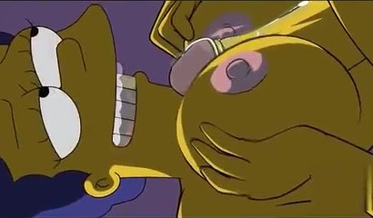 Homer and Marge Simpson making out in XXX cartoon
