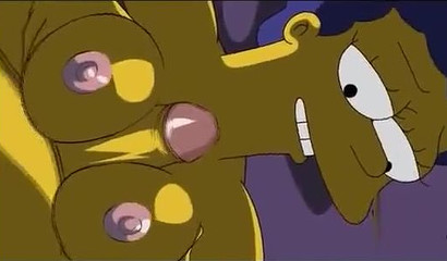 Homer and Marge Simpson making out in XXX cartoon