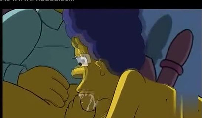 Homer and Marge Simpson making out in XXX cartoon
