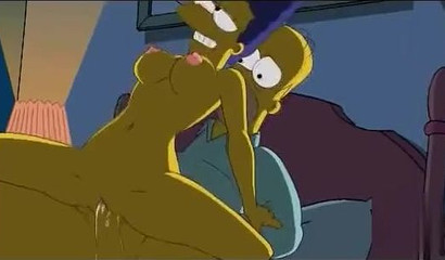 Homer and Marge Simpson making out in XXX cartoon