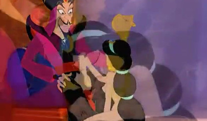 Pretty Jasmine sucks Jafar's cock and fucks him on the throne