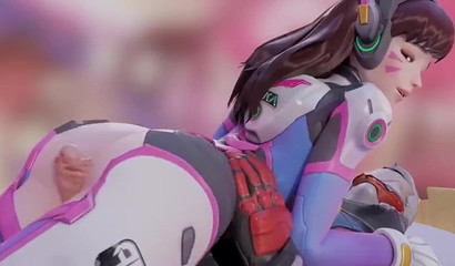 Animated beauty D.Va from Overwatch has sex in a porn compilation