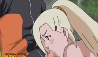 Cartoon blonde Ino Yamanaka has sex outdoors with a Naruto guy