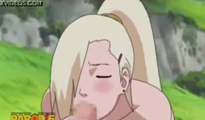 Cartoon blonde Ino Yamanaka has sex outdoors with a Naruto guy