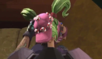 Green-haired Fortnite hottie getting face-fucked