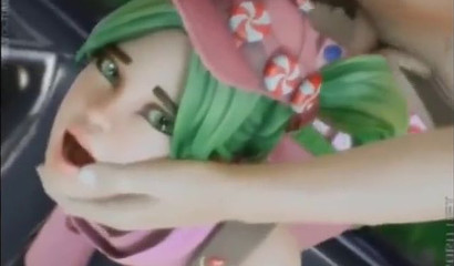 Green-haired Fortnite hottie getting face-fucked