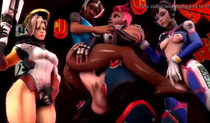 Epic gang bang with Overwatch girls