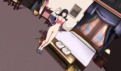 Striptease from Hinata, a very exciting dance