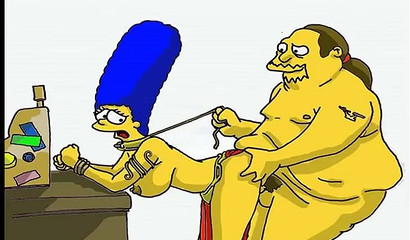 Marge Simpson is enjoying filthy sex with a fat old nerd