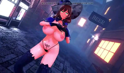 Hot hentai striptease from big-boobed brunette Lisa from the video game Genshin Impact