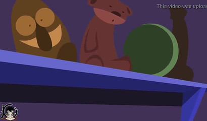 The monster from the closet jerks off the penis and cums on the sleeping beauty