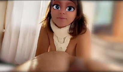 A fan of the cartoon Cold Heart" licks her boyfriend's ass"