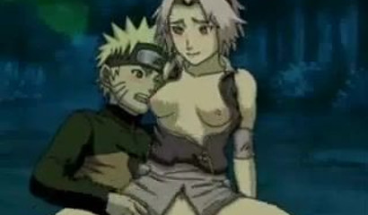 Pink-haired Sakura seduces Naruto and fucks in the forest