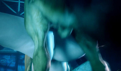 Pulsating dog cock inside Harley Quinn