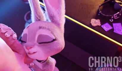 Furry slut Judy Hopps caressing swollen balls POV