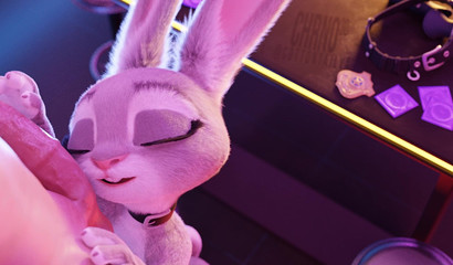 Furry slut Judy Hopps caressing swollen balls POV
