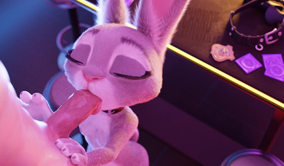Furry slut Judy Hopps caressing swollen balls POV