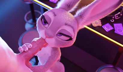 Furry slut Judy Hopps caressing swollen balls POV