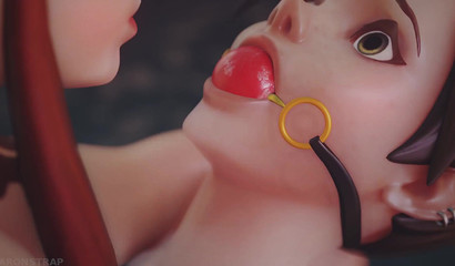 Sultry Tracer gagged and used by a lesbian dom