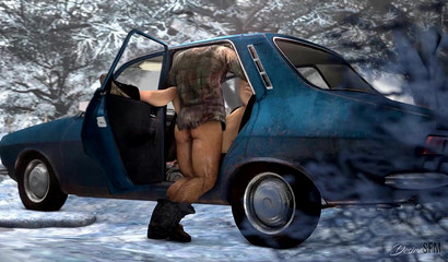 Rough sex in the car backseat sending Ellie to paradise