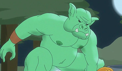 Green pig fucks a young guy in doggystyle hentai gay porn video